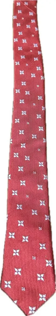 PINK Thomas Pink Men's Red Silk Tie w Blue Floral Motif luxury English country